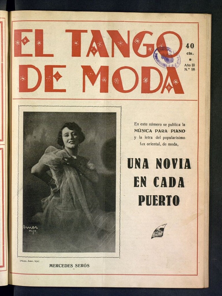 Miniatura de El Tango de Moda : revista popular hispano-americana. Aparece los sábados. Nº 98