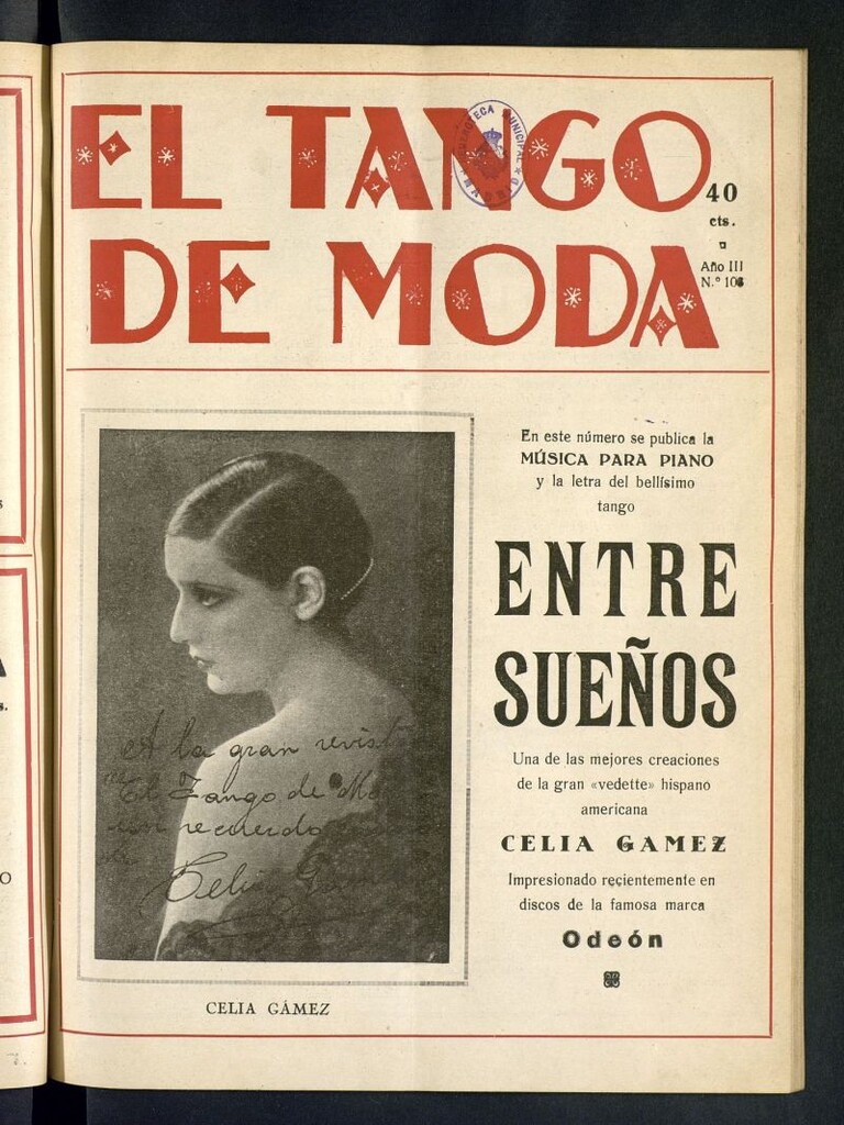 Miniatura de El Tango de Moda : revista popular hispano-americana. Aparece los sábados. Nº 103