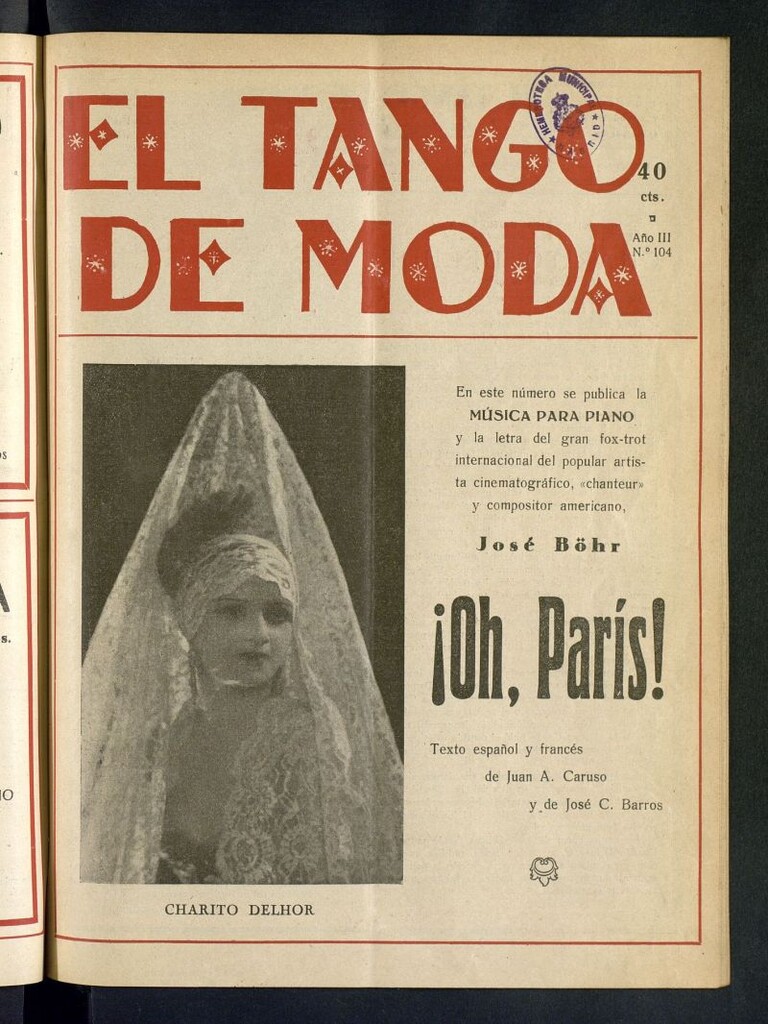Miniatura de El Tango de Moda : revista popular hispano-americana. Aparece los sábados. Nº 104
