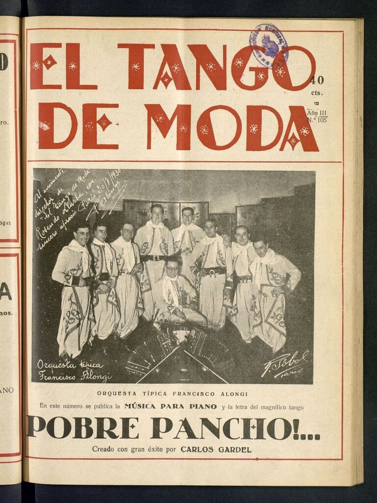 Miniatura de El Tango de Moda : revista popular hispano-americana. Aparece los sábados. Nº 105