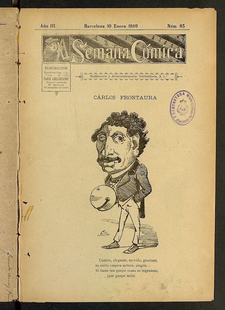 Miniatura de La Semana Cómica del 10 de enero de 1889, nº 85