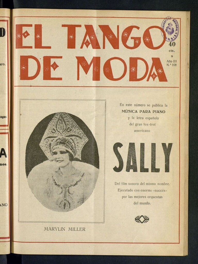Miniatura de El Tango de Moda : revista popular hispano-americana. Aparece los sábados. Nº 108