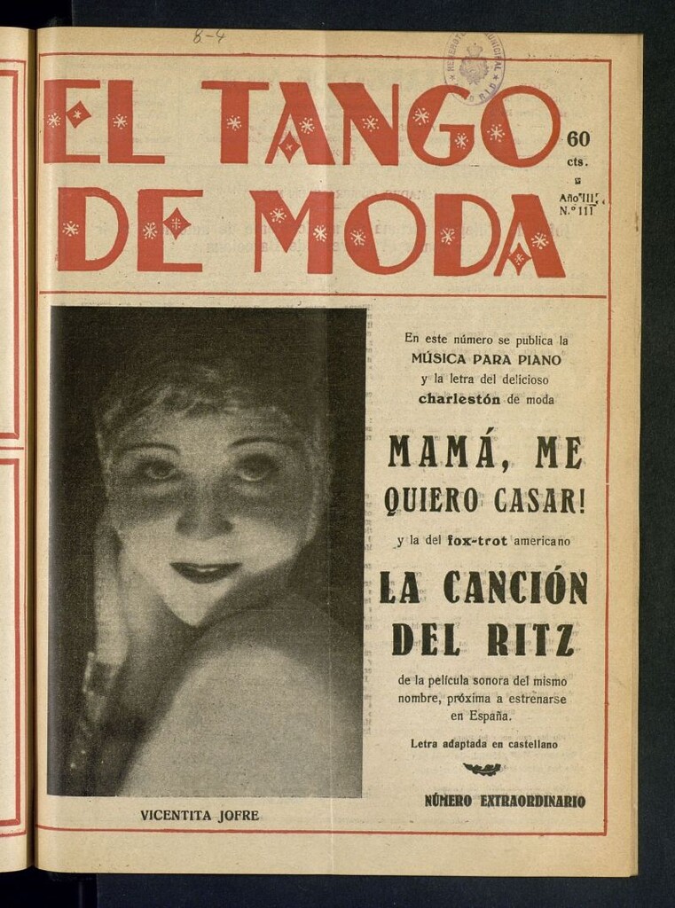 Miniatura de El Tango de Moda : revista popular hispano-americana. Aparece los sábados. Nº 111