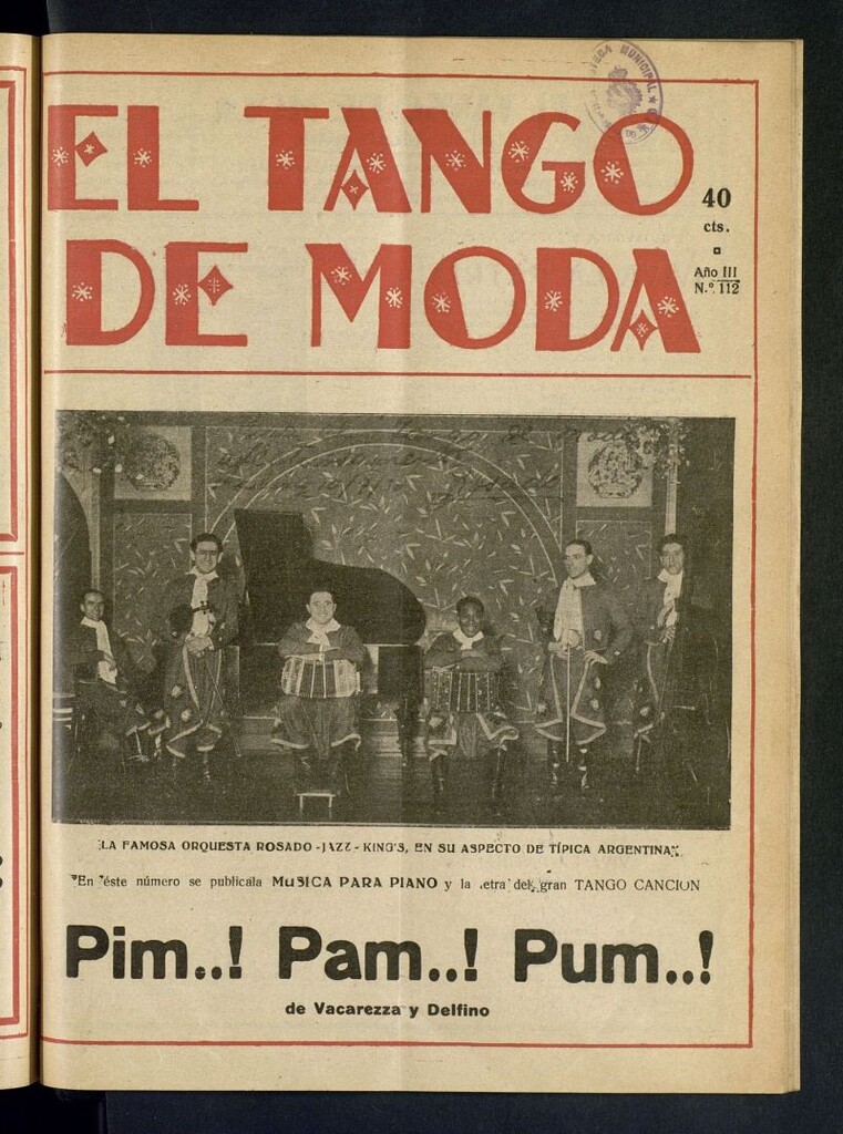 Miniatura de El Tango de Moda : revista popular hispano-americana. Aparece los sábados. Nº 112