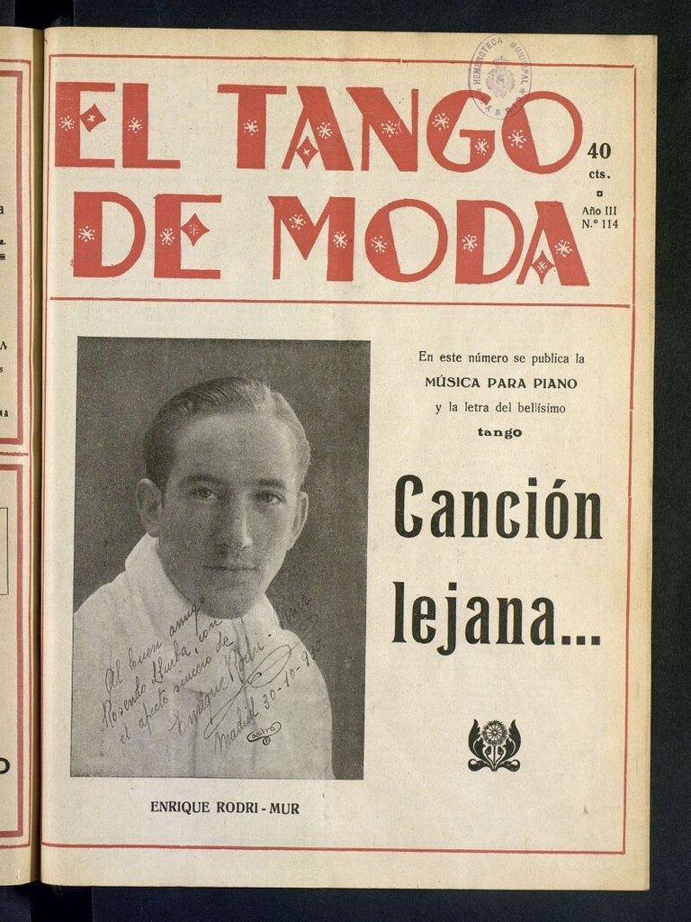 Miniatura de El Tango de Moda : revista popular hispano-americana. Aparece los sábados. Nº 114