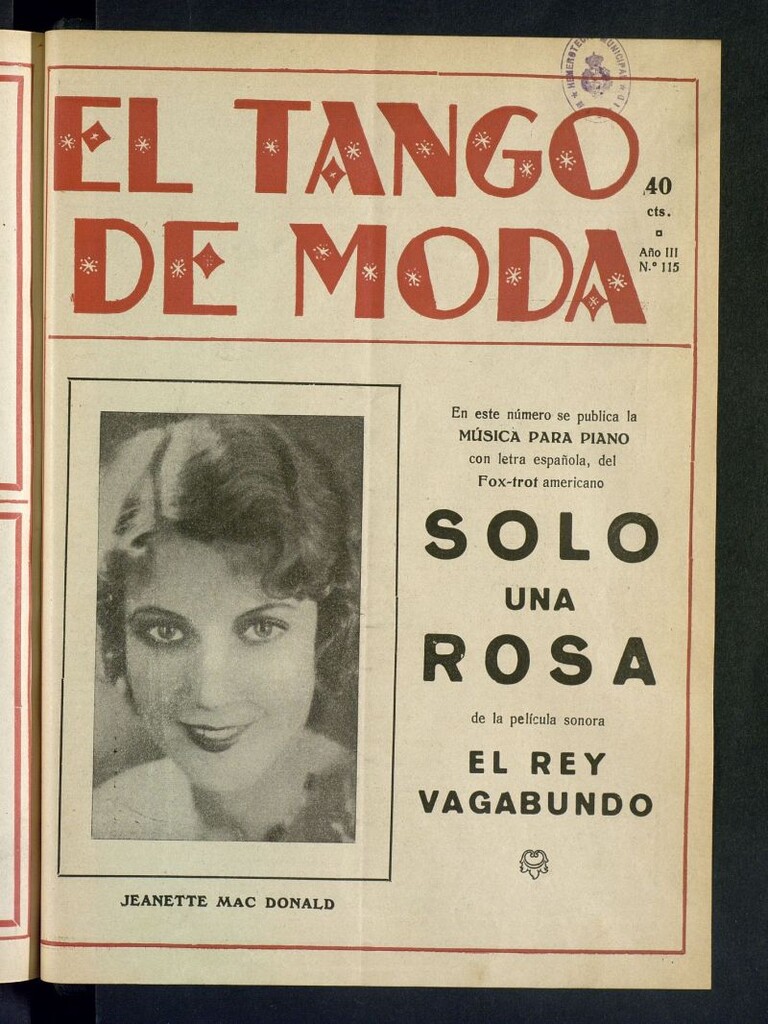 Miniatura de El Tango de Moda : revista popular hispano-americana. Aparece los sábados. Nº 115