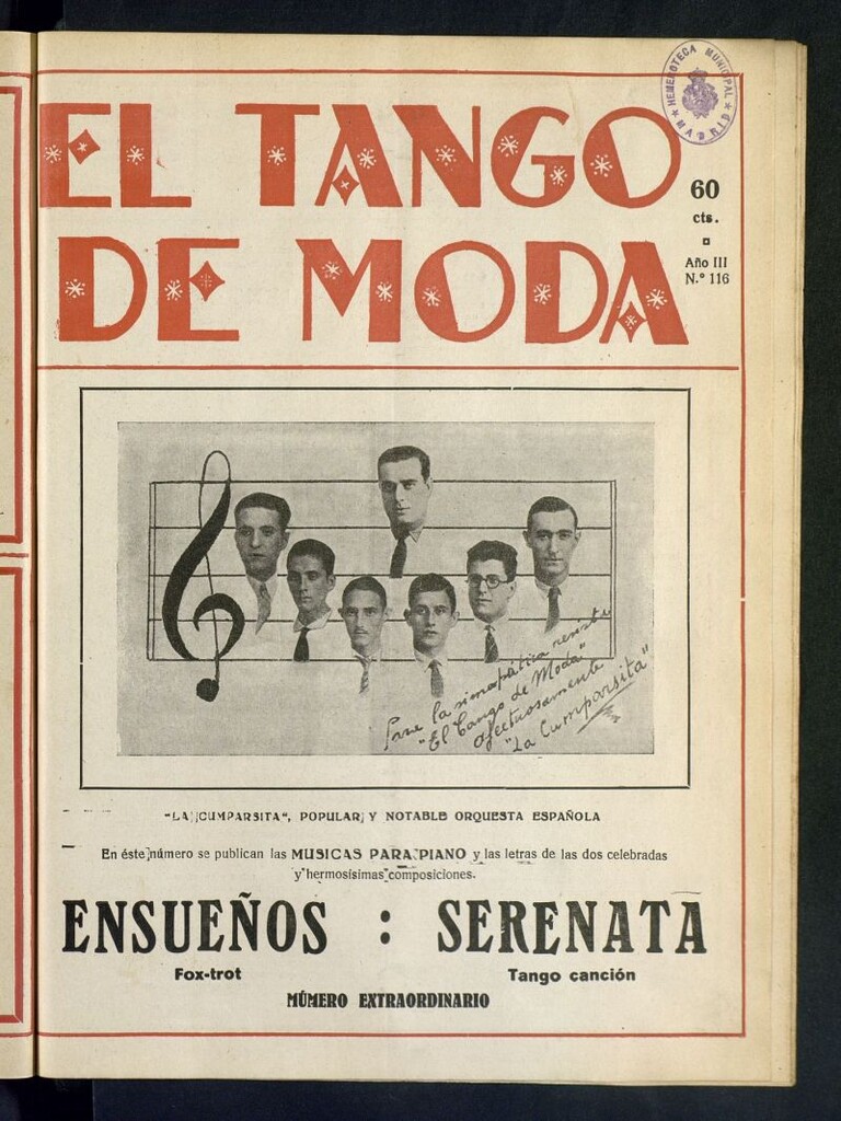Miniatura de El Tango de Moda : revista popular hispano-americana. Aparece los sábados. Nº 116