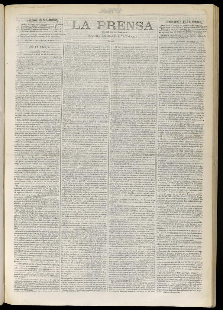 Miniatura de La Prensa : diario de la mañana : político, literario y de noticias del 6 de marzo de 1873, nº 591