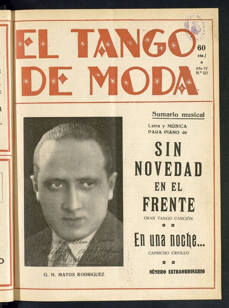 Miniatura de El Tango de Moda : revista popular hispano-americana. Aparece los sábados. Nº 121