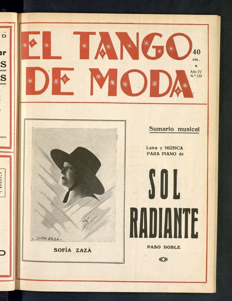 Miniatura de El Tango de Moda : revista popular hispano-americana. Aparece los sábados. Nº 135