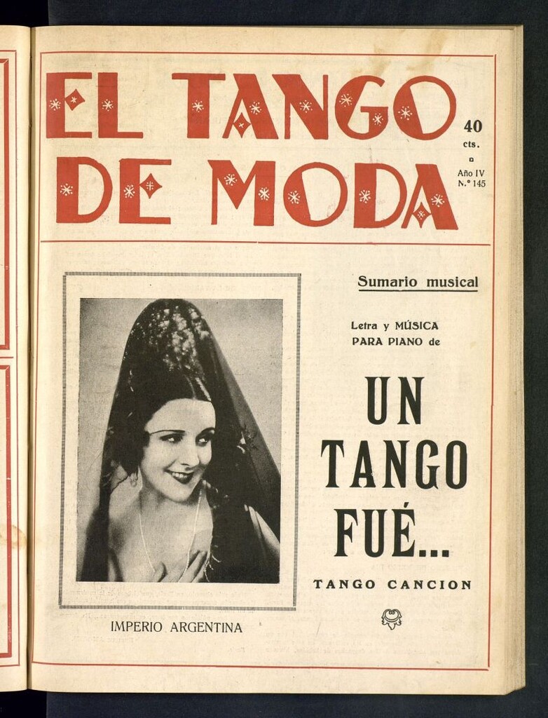 Miniatura de El Tango de Moda : revista popular hispano-americana. Aparece los sábados. Nº 145