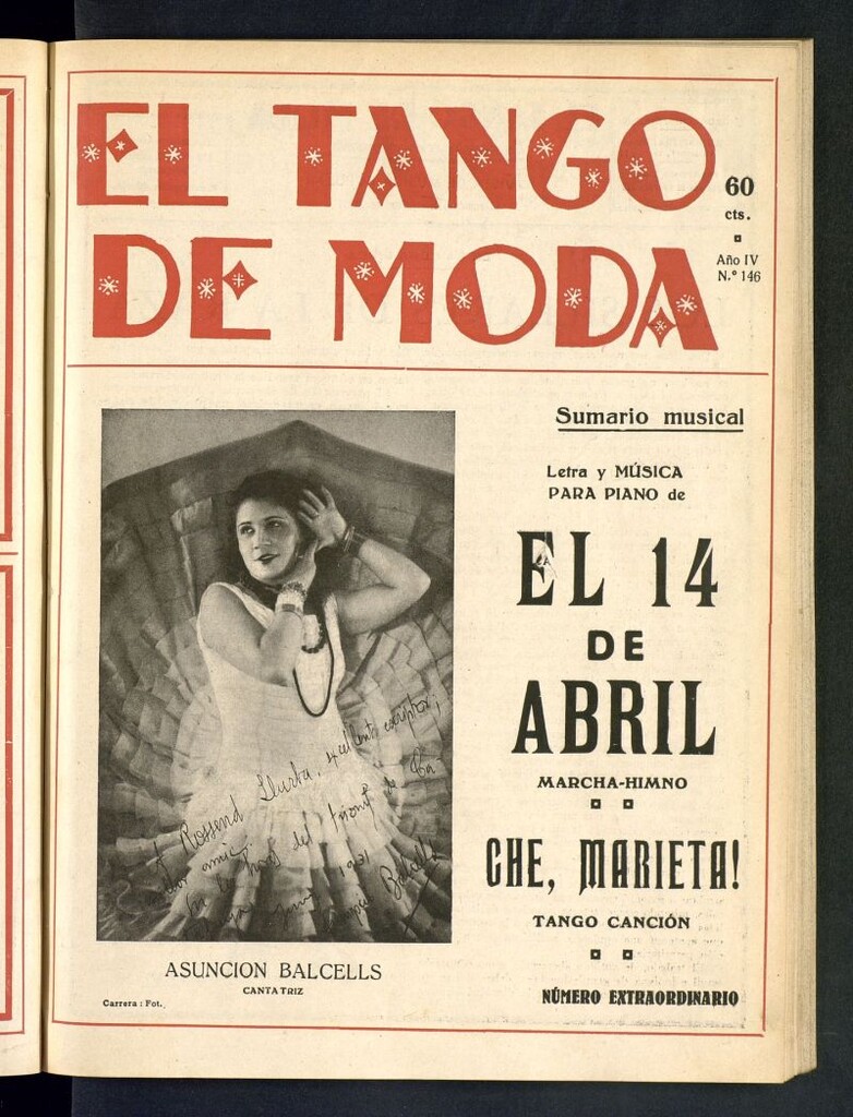 Miniatura de El Tango de Moda : revista popular hispano-americana. Aparece los sábados. Nº 146
