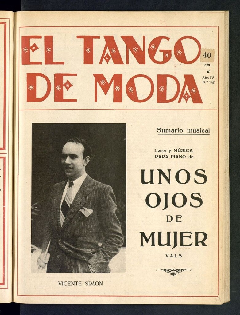 Miniatura de El Tango de Moda : revista popular hispano-americana. Aparece los sábados. Nº 147