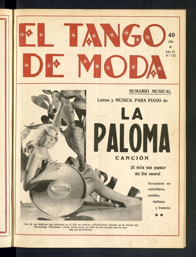 Miniatura de El Tango de Moda : revista popular hispano-americana. Aparece los sábados. Nº 153