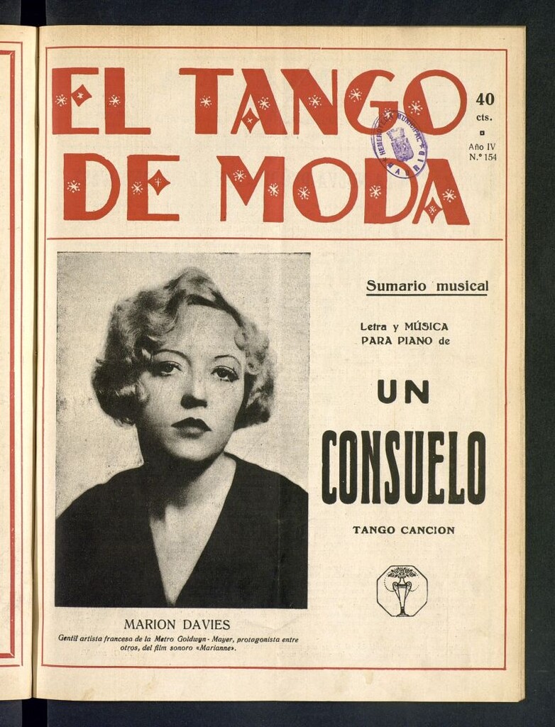 Miniatura de El Tango de Moda : revista popular hispano-americana. Aparece los sábados. Nº 154