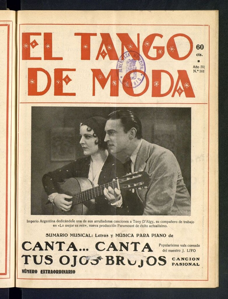 Miniatura de El Tango de Moda : revista popular hispano-americana. Aparece los sábados. Nº 161