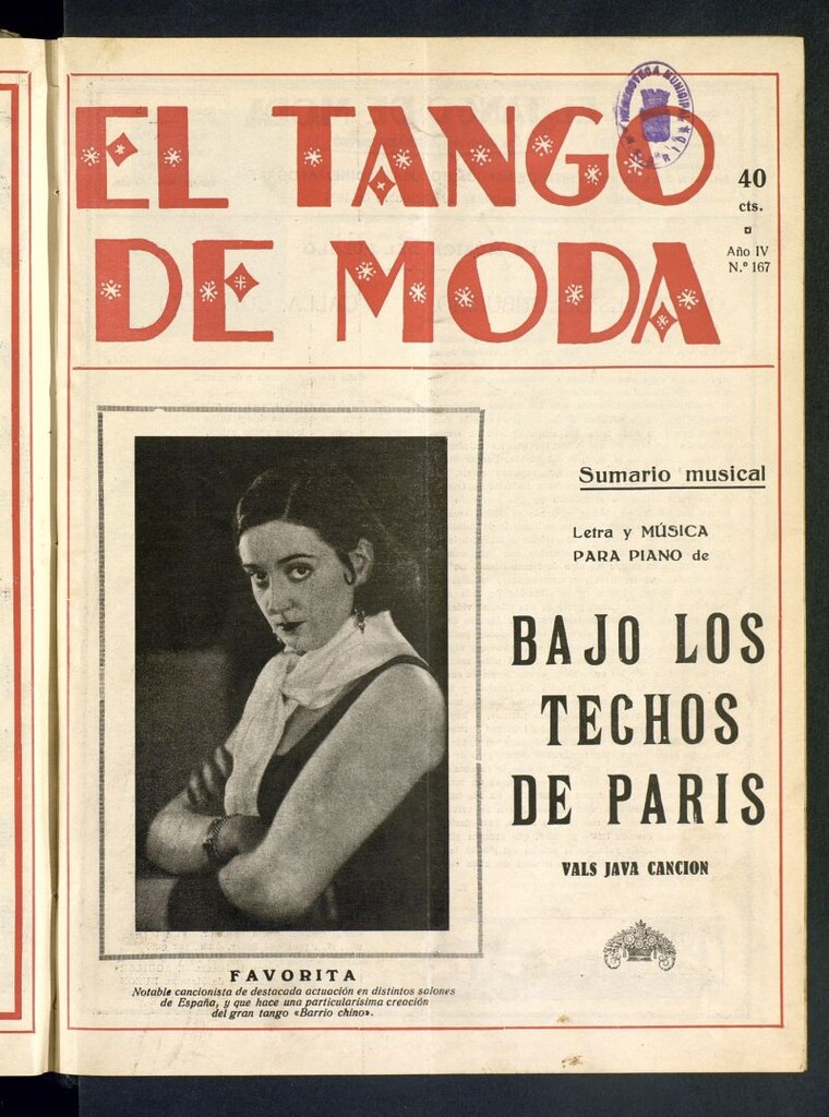 Miniatura de El Tango de Moda : revista popular hispano-americana. Aparece los sábados. Nº 167