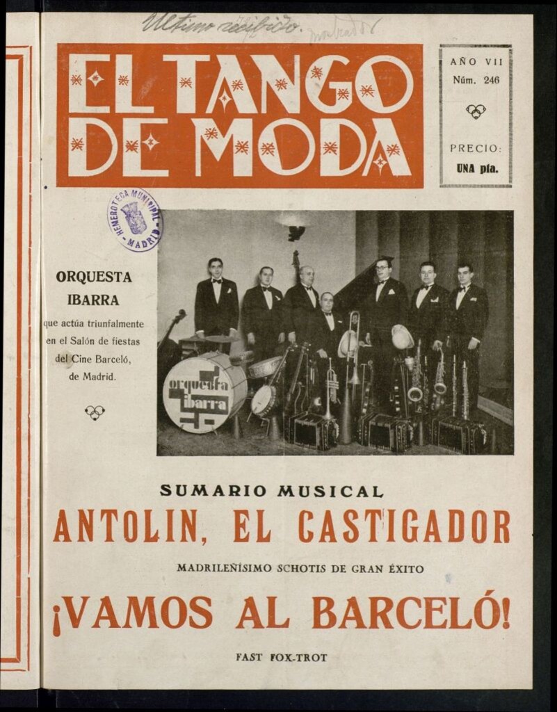 Miniatura de El Tango de Moda : revista popular hispano-americana. Aparece los sábados. Nº 246