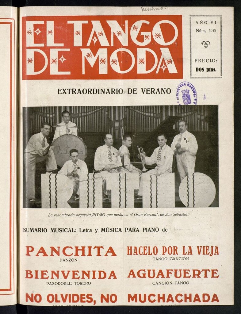 Miniatura de El Tango de Moda : revista popular hispano-americana. Aparece los sábados. Nº 235
