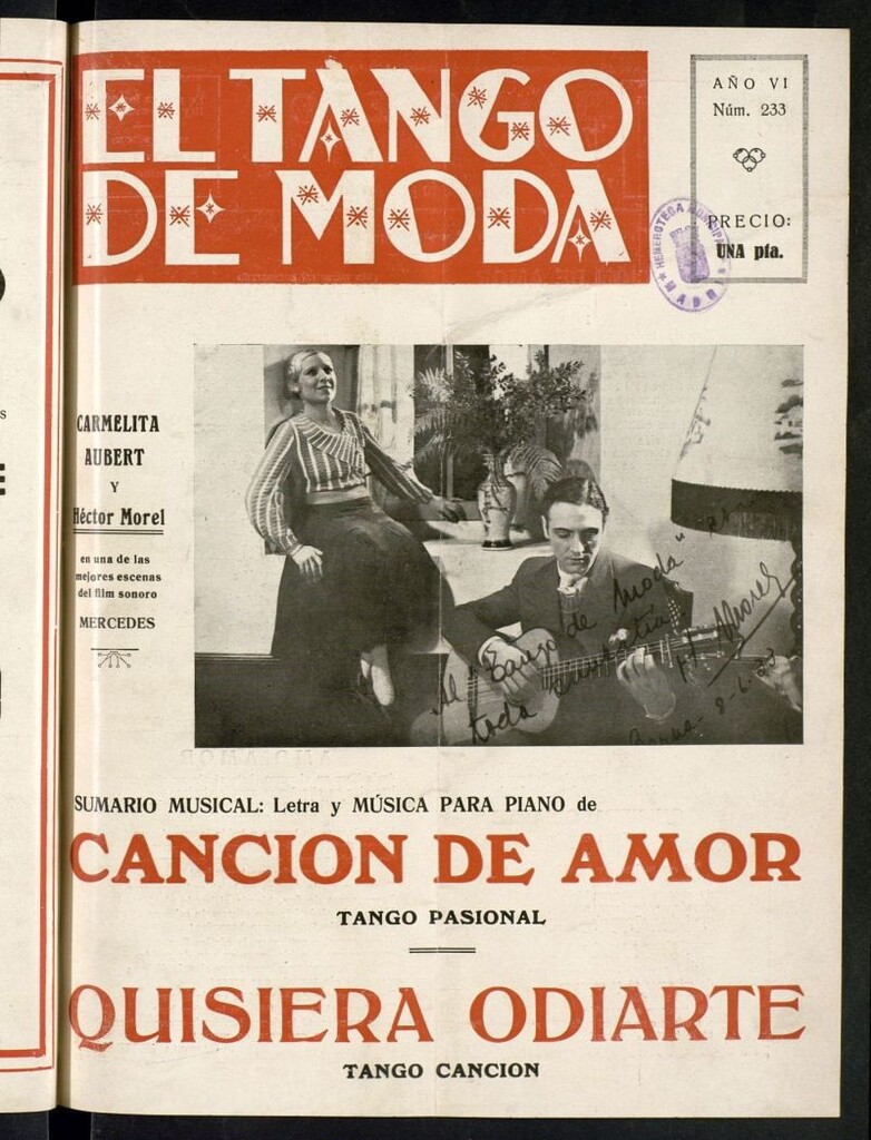 Miniatura de El Tango de Moda : revista popular hispano-americana. Aparece los sábados. Nº 233