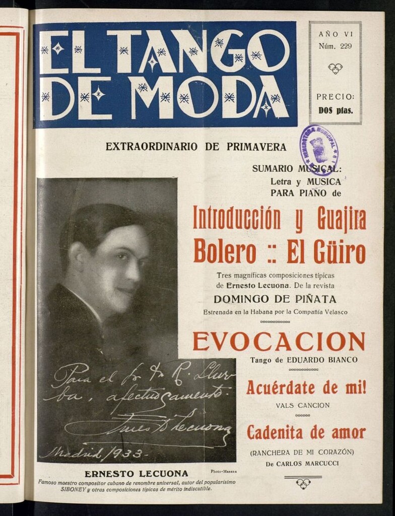 Miniatura de El Tango de Moda : revista popular hispano-americana. Aparece los sábados. Nº 229