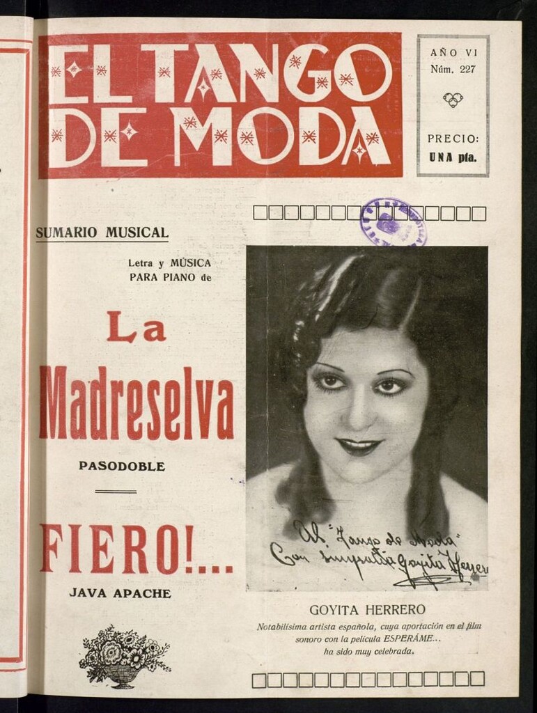 Miniatura de El Tango de Moda : revista popular hispano-americana. Aparece los sábados. Nº 227