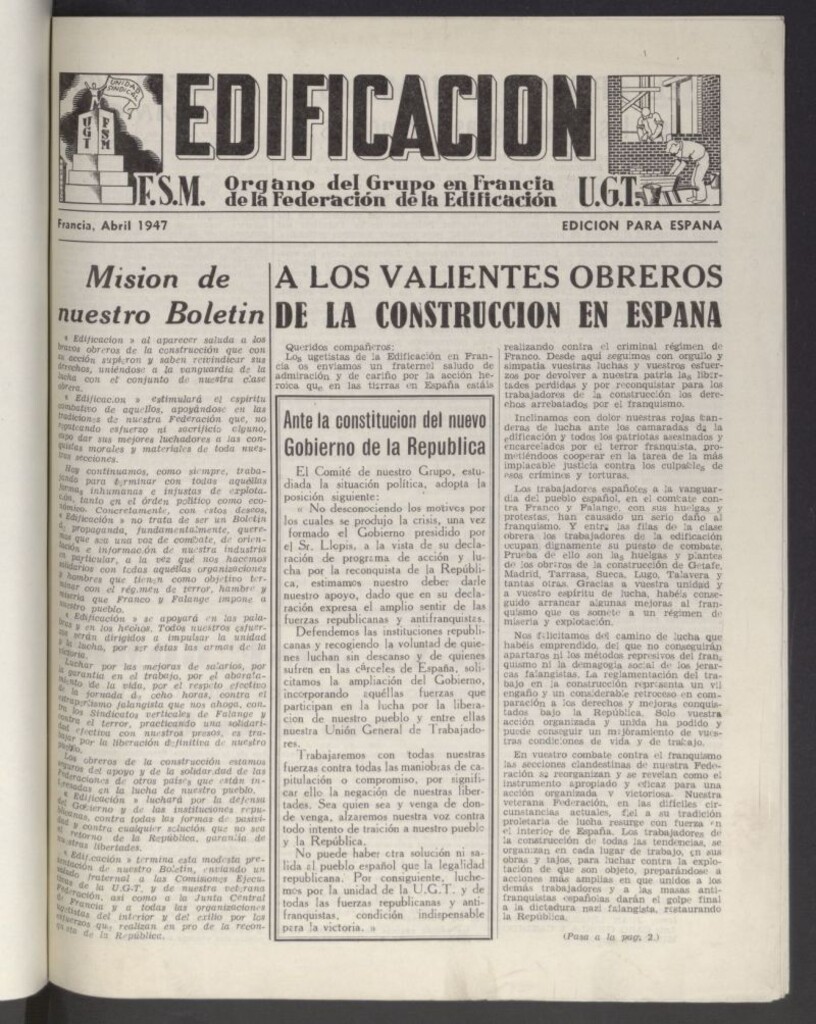 Miniatura de Edificación : Órgano del Grupo en Francia de la Federación de la Edificación de abril de 1947