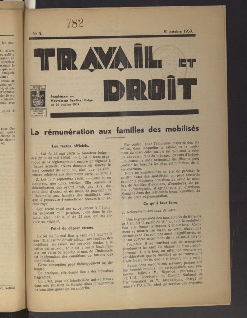 Miniatura de Travail et droit. 20 octobre 1939
