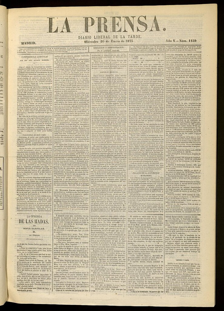 Miniatura de La Prensa : diario de la mañana : político, literario y de noticias del 20 de enero de 1875, nº 1159