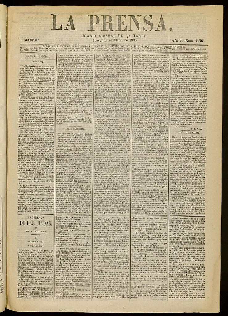Miniatura de La Prensa : diario de la mañana : político, literario y de noticias del 11 de marzo de 1875, nº 1176