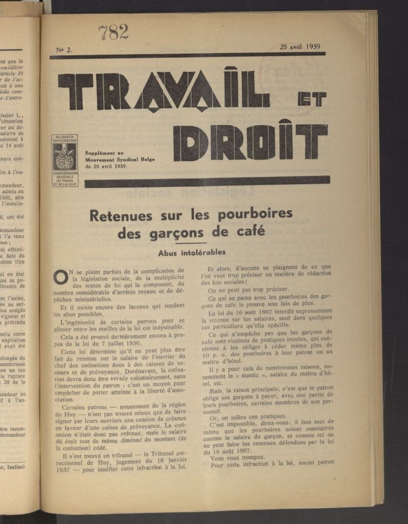 Miniatura de Travail et droit. 20 avril 1939