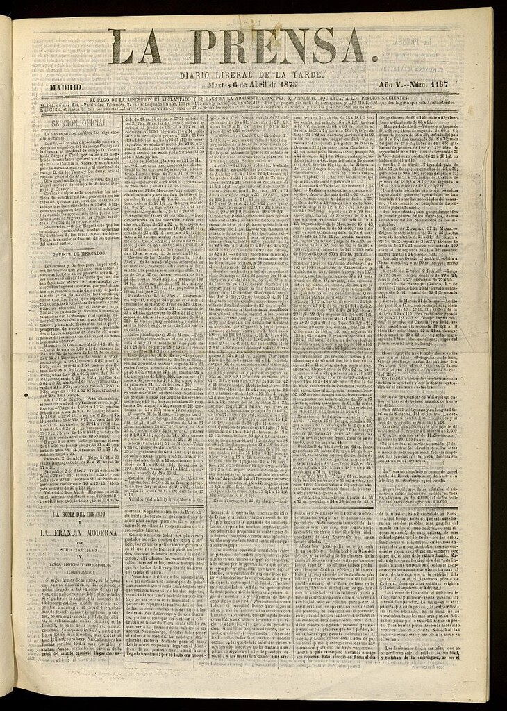 Miniatura de La Prensa : diario de la mañana : político, literario y de noticias del 6 de abril de 1875, nº 1197