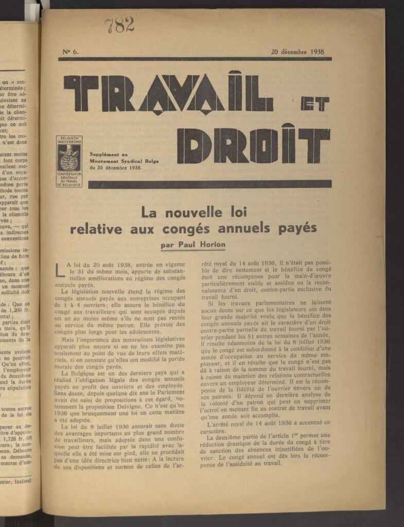 Miniatura de Travail et droit. 20 decembre 1938