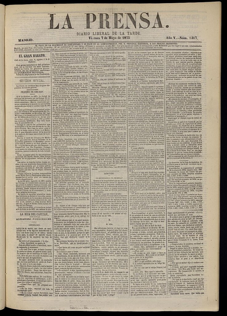 Miniatura de La Prensa : diario de la mañana : político, literario y de noticias del 7 de mayo de 1875, nº 1217