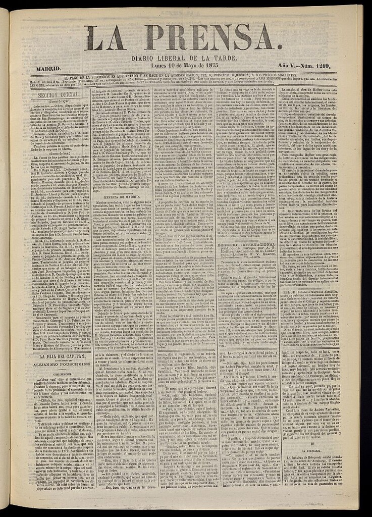 Miniatura de La Prensa : diario de la mañana : político, literario y de noticias del 10 de mayo de 1875, nº 1219