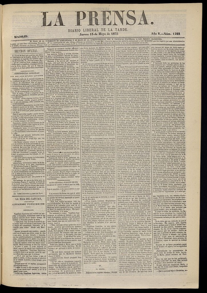 Miniatura de La Prensa : diario de la mañana : político, literario y de noticias del 13 de mayo de 1875, nº 1222