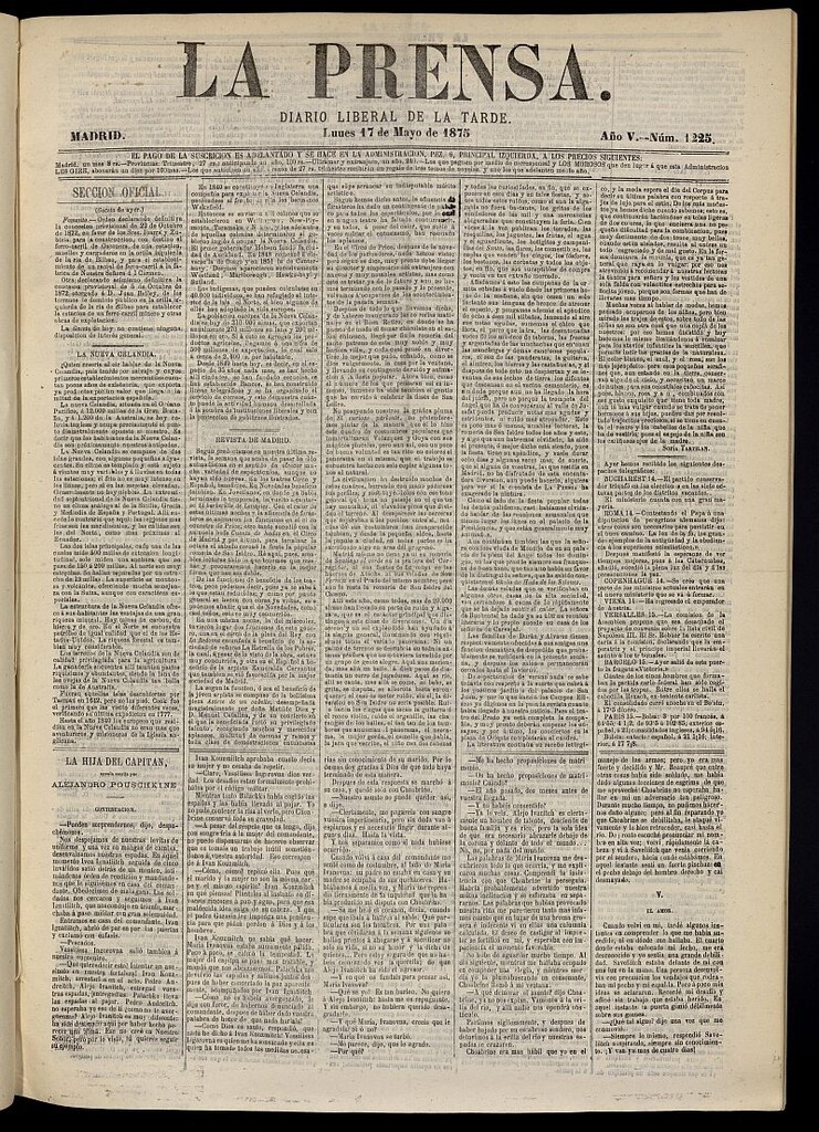 Miniatura de La Prensa : diario de la mañana : político, literario y de noticias del 17 de mayo de 1875, nº 1225