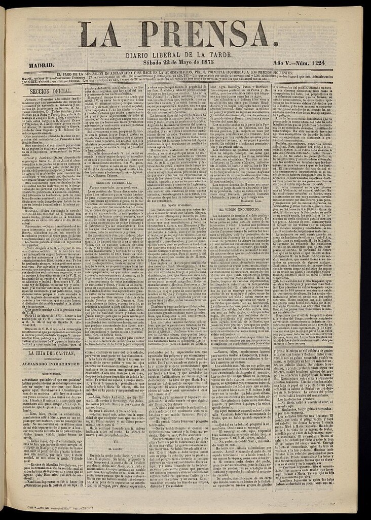 Miniatura de La Prensa : diario de la mañana : político, literario y de noticias del 22 de mayo de 1875, nº 1224