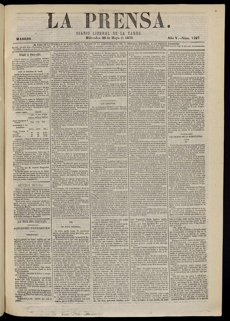 Miniatura de La Prensa : diario de la mañana : político, literario y de noticias del 26 de mayo de 1875, nº 1227