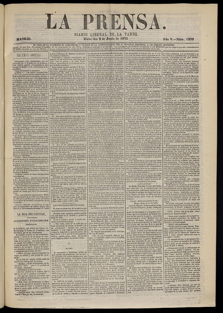 Miniatura de La Prensa : diario de la mañana : político, literario y de noticias del 2 de junio de 1875, nº 1232