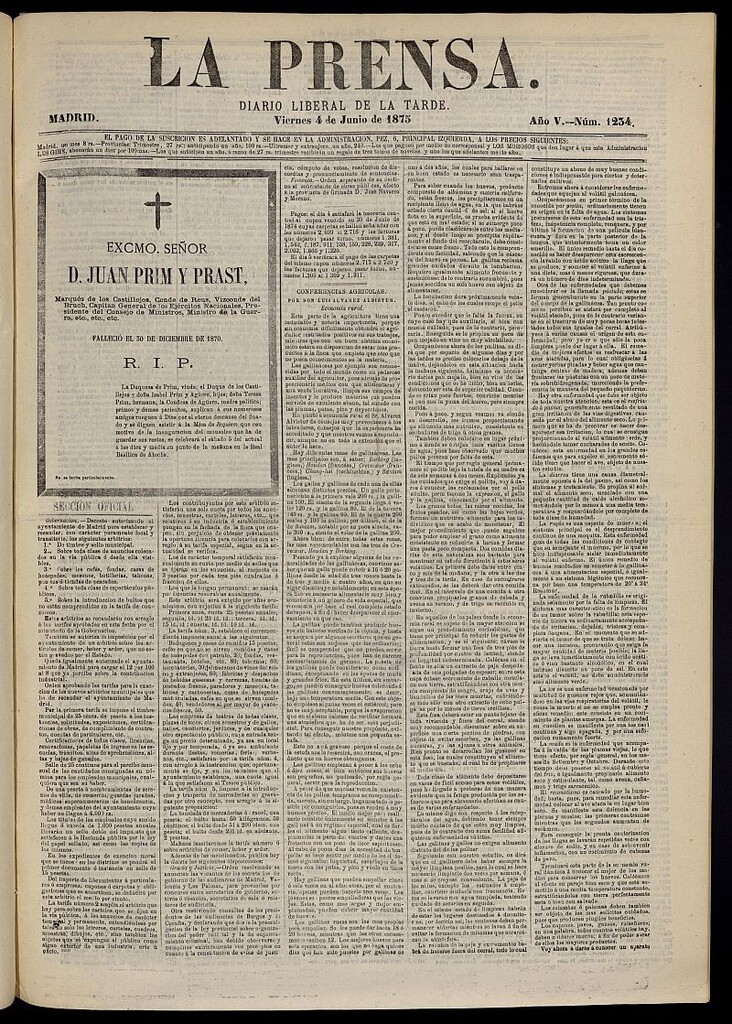 Miniatura de La Prensa : diario de la mañana : político, literario y de noticias del 4 de junio de 1875, nº 1234