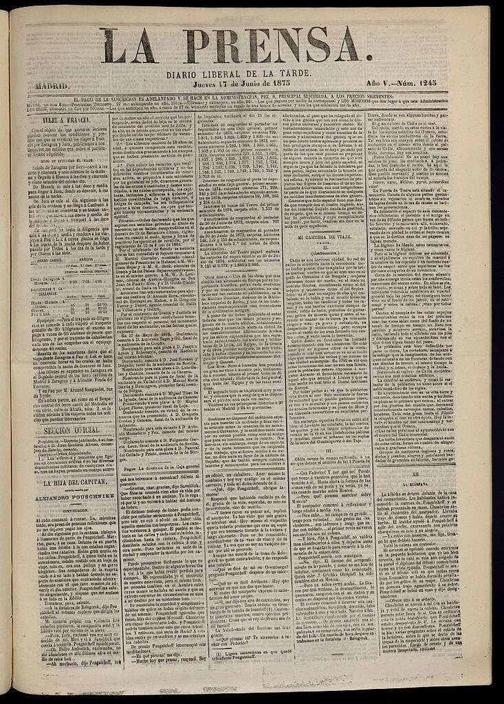 Miniatura de La Prensa : diario de la mañana : político, literario y de noticias del 17 de junio de 1875, nº 1245