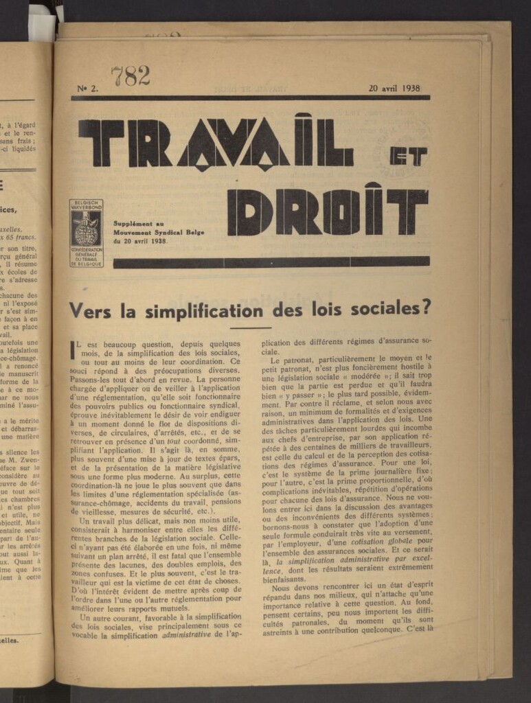 Miniatura de Travail et droit. 20 avril 1938