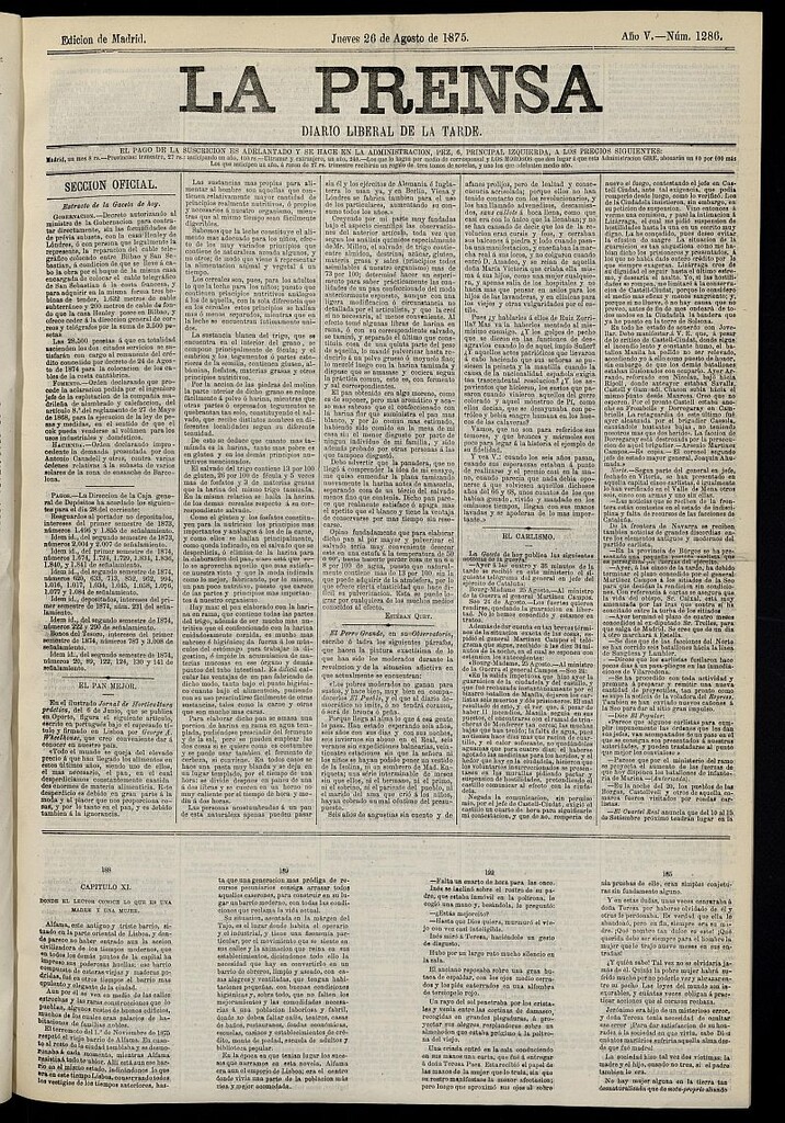 Miniatura de La Prensa : diario de la mañana : político, literario y de noticias del 26 de agosto de 1875, nº 1286