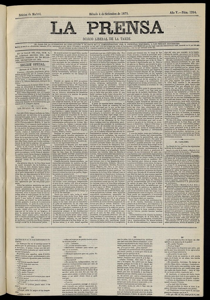 Miniatura de La Prensa : diario de la mañana : político, literario y de noticias del 4 de septiembre de 1875, nº 1294