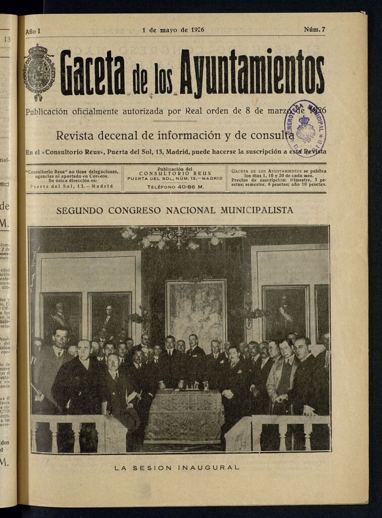 Miniatura de Gaceta de los Ayuntamientos : revista decenal de información y consulta. Nº 7