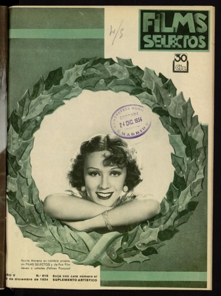 Miniatura de Films Selectos. 22 de diciembre de 1934. nº 218