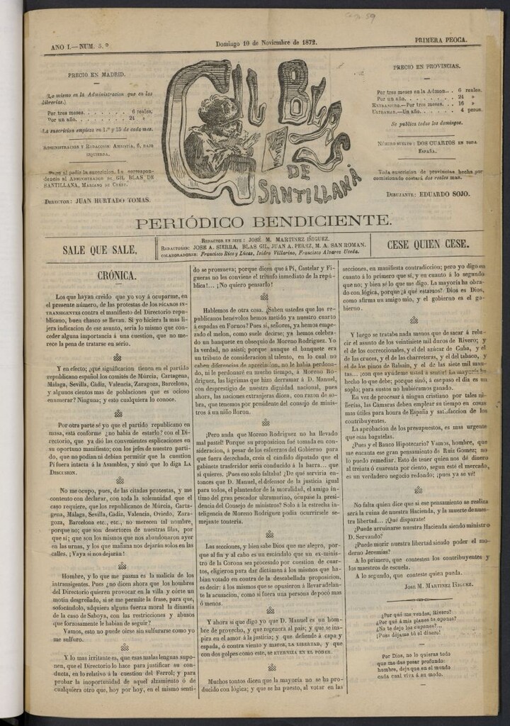Miniatura de Gil Blas de Santillana: periódico bendiciente