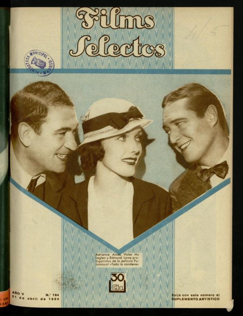 Miniatura de Films Selectos. 21 de abril de 1934, nº 184