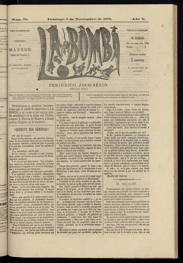 Miniatura de La Bomba: periódico bilingüe joco-serio del domingo 5 de noviembre de 1876, nº 79